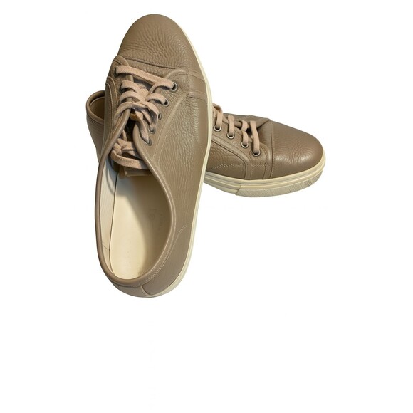 Gucci Men’s Leather Sneakers 295295 Tan Khaki Shoes US 9 EU 43 Made in Italy - Picture 2 of 8